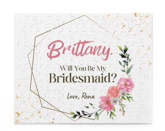 Personalized Will You Be My Bridesmaid Proposal Puzzle Pink Glitter Bridesmaid Puzzle Be My Flower Girl Be My Maid of Honor Proposal Favor