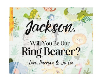 Personalized Safari Will You Be Our Ring Bearer Jungle Will You Be Our Ring Security Puzzle Page Boy Junior Groomsman Proposal Gift Ask Zoo