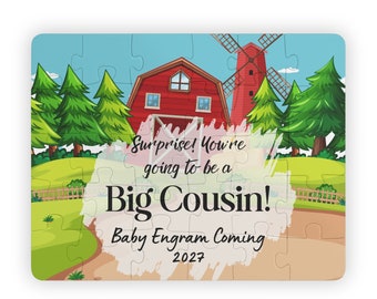 Personalized Nephew Farm Puzzle, Surprise You're Going To Be A Big Cousin, Promoted to Cousin Barnyard Animal, Niece Jigsaw, Kid Baby Reveal