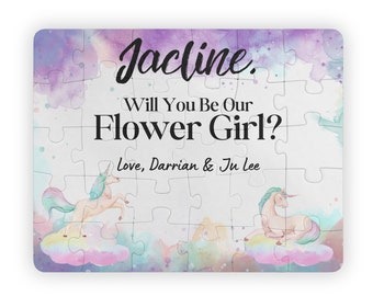 Unicorn Will You Be My Flower Girl Puzzle Pony Flower Girl Gift Flower Girl Proposal Puzzle Flower Girl Cute Gift Be My Ask Kid Puzzle Favor