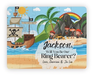 Pirate Personalized Will You Be Our Ring Bearer Ship Sea Island Will You Be Our Ring Security Puzzle Page Boy Junior Groomsman Proposal Ask