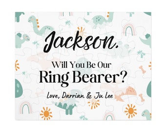 Dinosaur Kid Personalized Will You Be Our Ring Bearer Dino Planet Be Our Ring Security Puzzle Page Boy Junior Groomsman Proposal Favor Ask