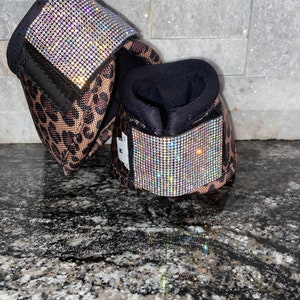 AB Bling leopard print Classic Equine No Turn bell boots. Pick your size!