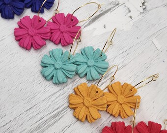 The Jaida  | Handmade | Polymer Clay Earrings | Boho Summer Earrings | Hoop Earrings | Gifts for Her | Flower Earrings | Hypoallergenic