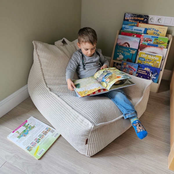 Chaise longue confortable pour enfants - Pouf en velours côtelé pour enfants - Sièges de pépinière polyvalents - Housse lavable durable - Cadeau pour garçon et fille