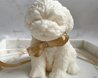 Vela hecha a mano de República Checa, linda vela de perro cera de soja - decoración
