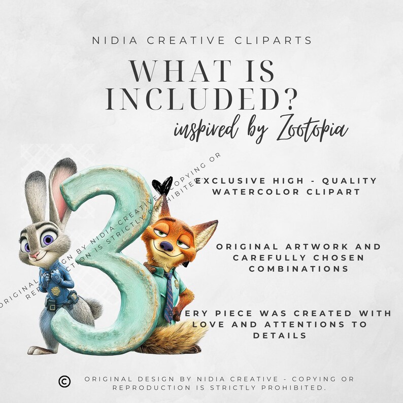 Judy Hopps Pastel Green Numbers Clipart: Zootopia Watercolor PNG Set ...