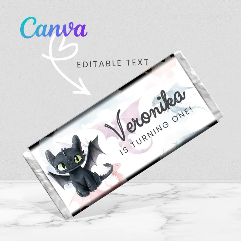 Toothless Chocolate Wrapper Printable: Dragon Birthday Party Favors ...