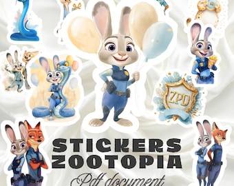 Pegatinas imprimibles de Judy Hopps de Zootopia (formato PDF)