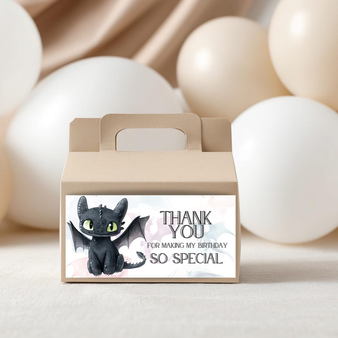 Toothless Favor Box Template, How to Train Your Dragon, Editable Canva ...