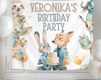 Sfondo per compleanno Zootropolis 2: decorazioni per feste (download digitale, 41x35 pollici)
