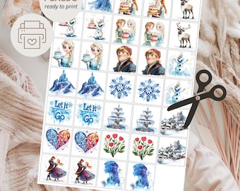 Juego de memoria de Frozen: Anna y Elsa (Pexeso imprimible para niños) (Descarga digital)