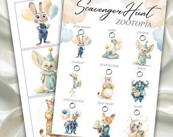 Chasse au trésor Zootopia, Judy Hopps & Nick Wilde, modèle de toile modifiable, numérique