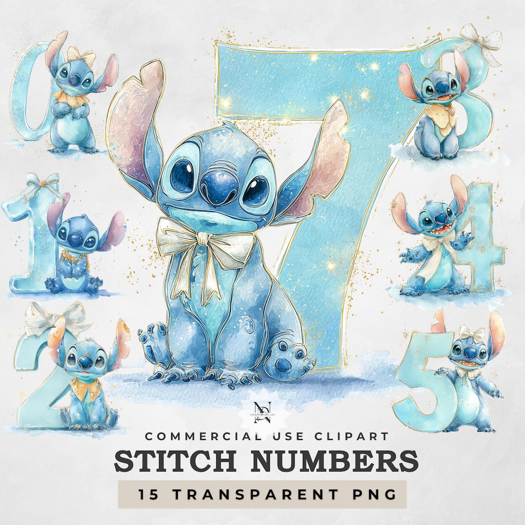 Stitch Blue Color Code Stitch Pastel Blue Numbers Cliparts: Watercolor Characters, Party ...