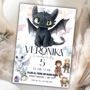 How to Train Your Dragon Birthday Invitation Template Editable Viking Party Invite, Dragon Rider Theme Printable Digital Download, Toothless