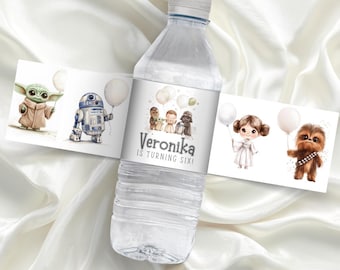 Editable Star Wars Watter Bottle Template: Kids Birthday Party (Digital Download, Canva Template)