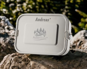 Edelstahl Brotdose Personalisiert mit Gravur 1200ml | Brotdose aus Metall mit Fächern | Geschenk Erwachsene Kinder | Lunchbox
