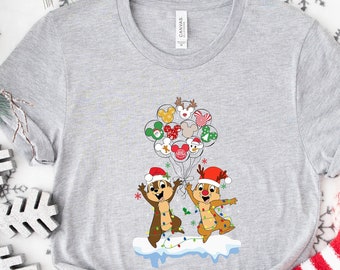 Chip and Dale Christmas shirt, Disney Christmas Couple Shirt, Disney Christmas Balloon Shirt,Christmas Chip N Dale Xmas Tee, Disney Vacation