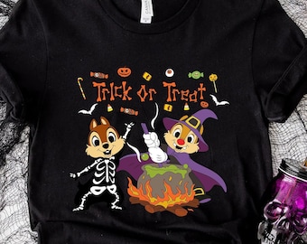 Chip And Dale Halloween Shirt, Disney Trick Or Treat Shirt, Chip and Dale Skeleton Halloween Shirt, Disneyland Halloween Party 2026 Shirt
