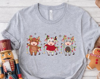 Сute Christmas Cows Shirt, Christmas Heifer Shirt, Christmas Highland Cow Sweatshirt, Mooey Christmas Tee, Funny Christmas Cow Shirt
