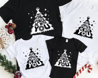 May The Force Be With You Christmas Tree Shirt, Disney Christmas Shirt, Star Wars Christmas Tree Tee, Gift For Star Wars Fans,Disneyland Tee