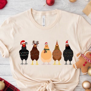 Сute Christmas Chickens Shirt, Funny Christmas Chicken Shirt, Christmas Farm Gift Shirt, Vacation Shirt, Christmas Crewneck