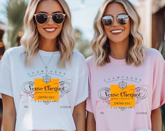 Champagne Veuve Rose Shirt, Champagne Tennis Club Tee,Champagne Veuve Rose Bride,Orange Champagne Rosé Label Shirt, Bachelorette Party Tees