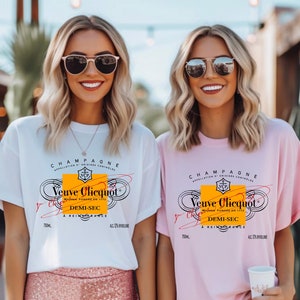 Champagne Veuve Rose Shirt, Champagne Tennis Club Tee,Champagne Veuve Rose Bride,Orange Champagne Rosé Label Shirt, Bachelorette Party Tees