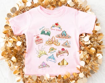 Disney Princess Crown Shirt, Cinderella Belle Rapunzel Ariel Snow White Princess Tee, Disney Girl Trip Vacation Shirt