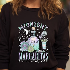 Midnight Margaritas Sweatshirt, Tequila Sweatshirt, Midnight Margarita, Spooky Sweater, Gift For Witchy Women, Halloween 2025 Tee, Witch Tee