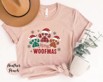 Merry Woofmas Shirt, Dog Paws Christmas Shirt, Funny Dog Mom Shirt,  Cute Gift for Dog Lover, Animal Lover Christmas Gift, Xmas Holiday Tee