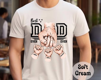 Custom Fist Bump Dad Shirt, Kids Names Graphic Tee, Personalized Father's Day Gift