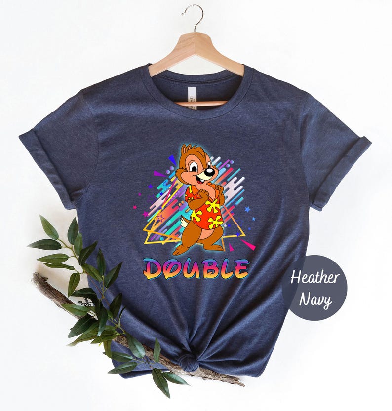 Retro 90s Chip n Dale Double Trouble Shirt, Disney Family Vacation Shirt, Disney Couple Tee, Double Trouble Tee,Disney Chip 'N Dale 80's Tee image 2