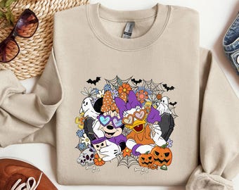 Daisy and Minnie Halloween Vintage Sweathirt, Halloween Disney Sweatshirt, Halloween Girl Sweater, Disney Halloween Tee, Halloween Gift