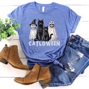 Cat Halloween Shirt, Funny Ghost Cat Shirt, Halloween Cat Lover, Halloween Cat Shirt, Cat Lover Gift, Black Cat Shirt, Spooky Season