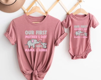 Elephant Mommy And Me Shirt, Our First Mother's Day Shirt,Matching Mommy And Me Shirt, Mother's Day Mommy And Baby Outfit, Mother's Day Gift