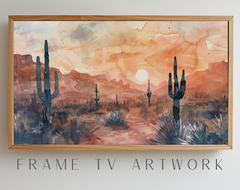 Arizona Desert Views Watercolor, samsung frame tv art, samsung frame tv art, boho frame tv, desert frame tv, 4k frame tv art, tv art work