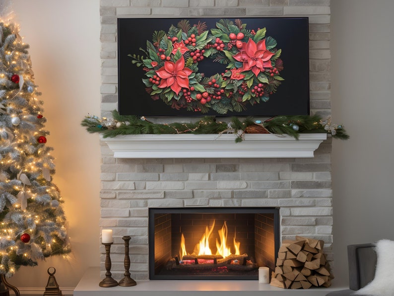 Christmas Wreath Frame TV Art 6 Pack 1, Samsung Frame Tv Art Christmas