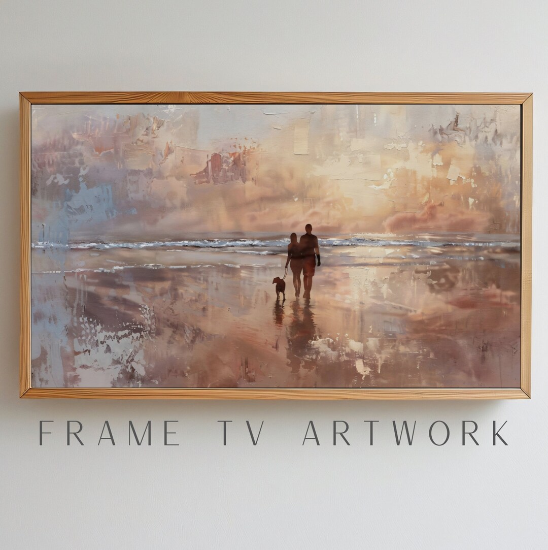 Beach Dog Walks TV Art, Küsten Rahmen TV Kunst, Ozean Rahmen, Samsung
