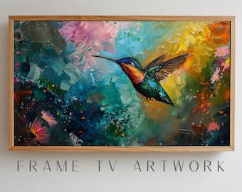 Kolibri Impasto Rahmen TV Kunst, Samsung Rahmen TV Kunst, 4k Rahmen TV Kunst, Boho Rahmen TV Kunst, TV Kunstwerk, 4K TV Kunst, Rahmen TV Kunst modern