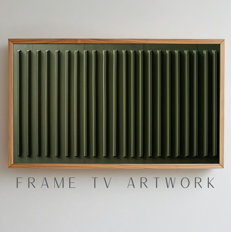 Green Bars TV Art, masculine frame tv art, dark abstract frame tv art, curated frame tv, frame tv art boho, tv frame art abstract image 1