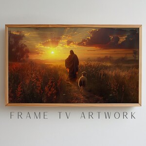 Jesus with Sheep 2 Easter Frame TV Art, samsung frame tv art, frame tv easter art, spring frame tv art,  frame tv painting, religious tv art