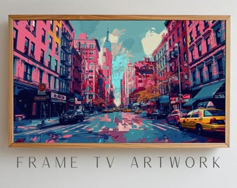 New York Street TV Art, nyc frame tv art, frame tv art, frame tv pop art, tv art work, curated frame tv, smart tv art, colorful frame tv art