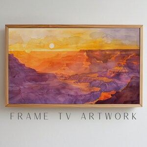 Desert Canyon Sunset Watercolor, samsung frame tv art, samsung frame tv art, clouds frame tv, desert frame tv, 4k frame tv art, tv art work