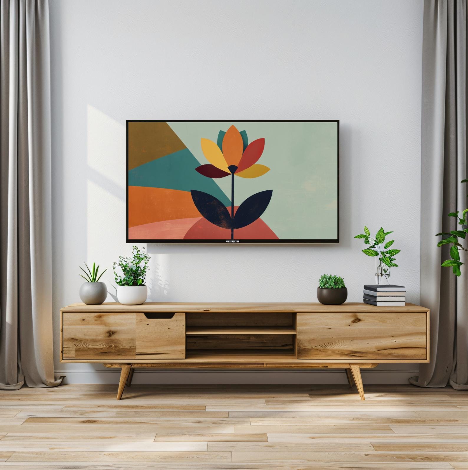 Colorful Flower TV Art, Frame Tv Art, Curated Frame Tv, Boho Frame Tv ...