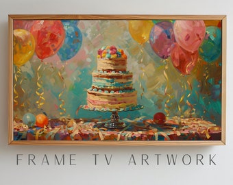 Arte de TV con marco de cumpleaños vintage, arte de TV de feliz cumpleaños, protector de pantalla de TV, arte para pantalla de TV, arte para Smart TV, arte para TV LG, arte de TV con marco más vendido