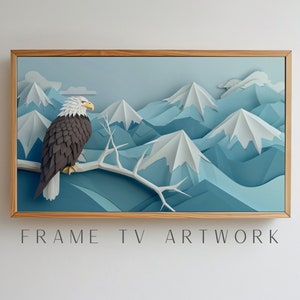 Aigle en papier sur branche cadre TV Art, art tv cadre samsung, art tv cadre 4k, art tv cadre bohème, oeuvre d'art tv, art tv 4k, art tv cadre moderne