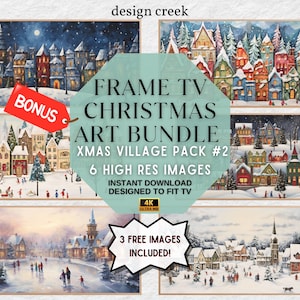 Christmas Village Frame TV Art 6 Pack #2, samsung frame tv art christmas, christmas art for frame tv, christmas decor, 4k frame tv art