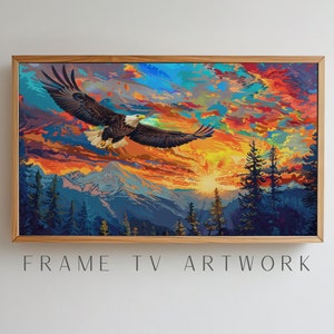 Pygargue à tête blanche planant cadre TV Art, art tv cadre samsung, art tv cadre 4k, art tv cadre bohème, oeuvre d'art tv, art tv 4k, art tv cadre moderne