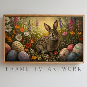 Bunny Frame TV Easter Art 6, samsung frame tv art, frame tv easter art, spring frame tv art, frame tv painting, eclectic animal tv art
